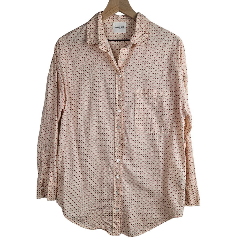 Laurence Dolice‎ Paris Starburst Print Button Front Shirt 1 S Ivory Red